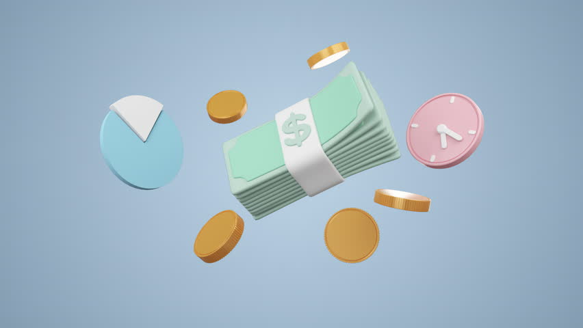 3D Animation of Bundles cash and floating coin, online payment and money saving concept,business bank, finance, investment. | Shutterstock HD Video #1110522409