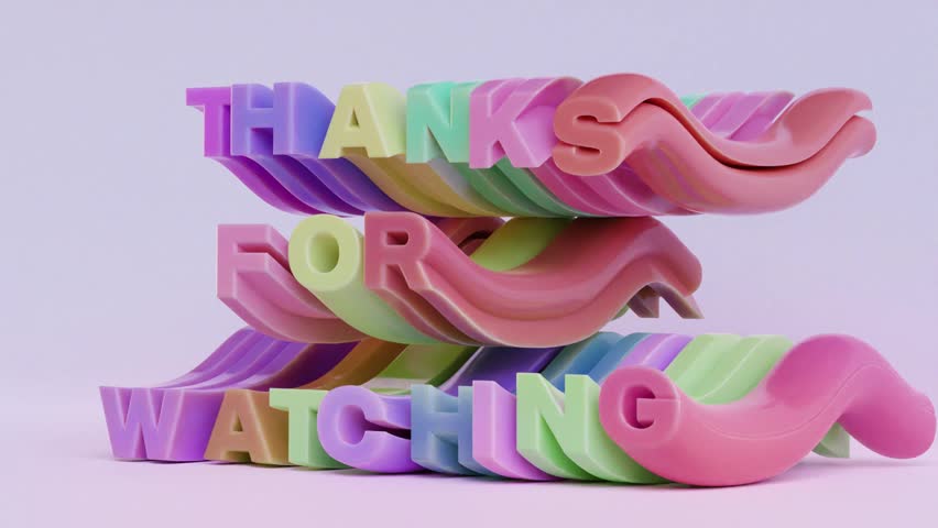 Thank You Watching Animation with 3d Typography Motion on Colorful screen to make a fun and interesting introductory video, that everyone would enjoy. Royalty-Free Stock Footage #1110524245