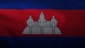 Happy Cambodia Independence Day Lettering Text Animation with waving flag background. Celebrate Cambodia National Day on 9th November. Great for celebrating Cambodia Day.
