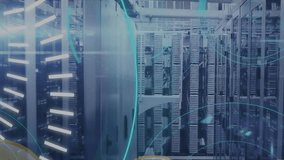 animation of shopping icons over server room - Powered by Shutterstock - Get 15% off with code: PIKWIZARD15