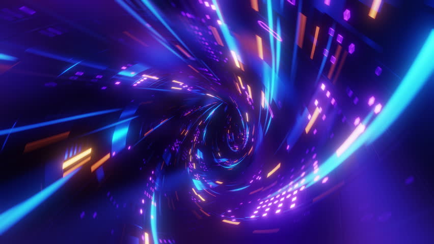 Tunnel futuristic technology, speed camera moving animation, spiral shape tunnel geometric, glowing digital pattern, looped, 4k resolution Royalty-Free Stock Footage #1110530965