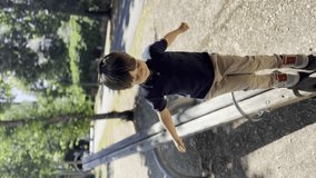 Playground Challenge - Little Boy Walks Across Teeter-Totter, Putting His Balance to the Test