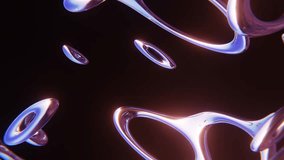 Abstract 3D background animation of liquid fluid metallic chrome material bubbles and holes, surreal 4K 30 fps seamless loop video motion wallpaper