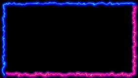 neon border frame, burn, neon light blue and purple