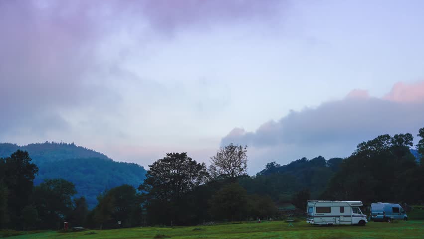 Time lapse of passing by clouds at the campsite