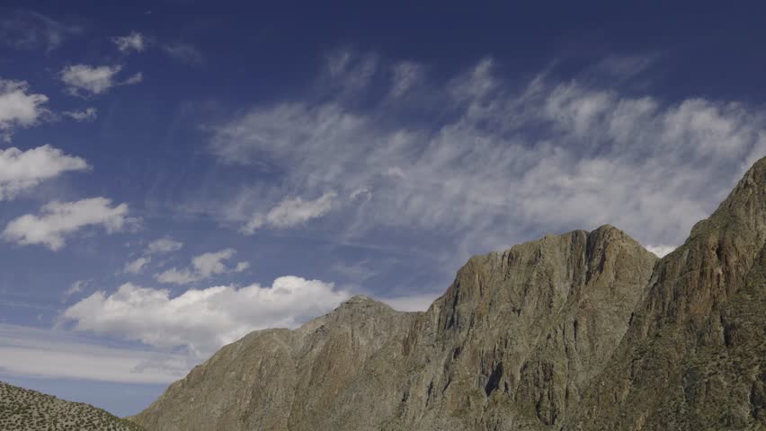 video with clouds mooving above rocks. majestic mountain landscape timelapse