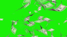 Money Falling - Dollar bills falling down from the sky. One hundred dollar banknotes explosion,
Flying up dollars - 3d render looped, Slow motion of falling green screen ready to chroma key - Powered by Shutterstock - Get 15% off with code: PIKWIZARD15