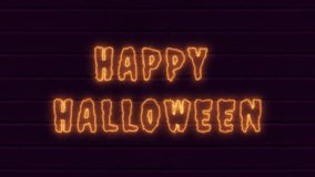 Glowing neon line of happy halloween isolated on brick wall background, 4k animation	
 - Powered by Shutterstock - Get 15% off with code: PIKWIZARD15