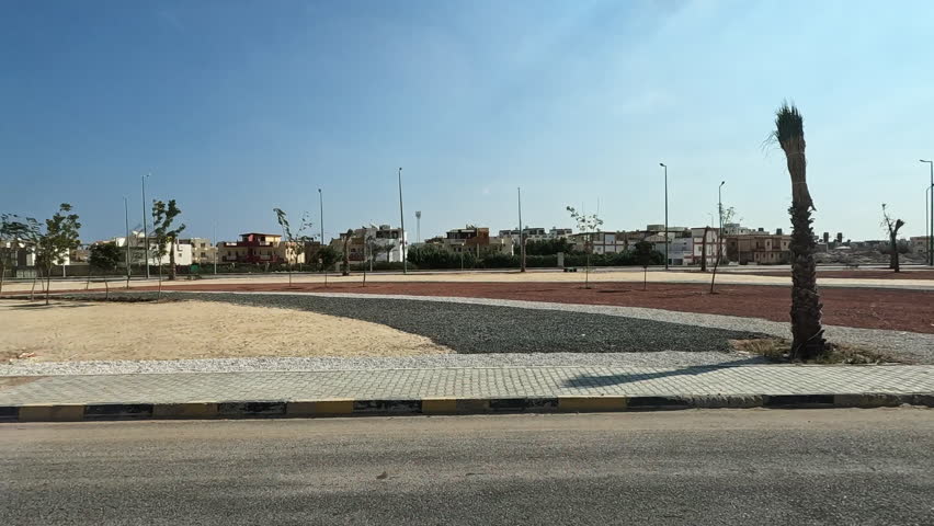 View from the car of a tourist town in Egypt. 4K