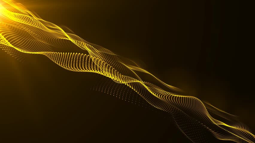 Abstraction of yellow particles in the form of a ray in black space. The rays of light shimmer and are reflected in a light haze. The particles randomly change places. 3d animation. 3D Illustration - Powered by Shutterstock - Get 15% off with code: PIKWIZARD15