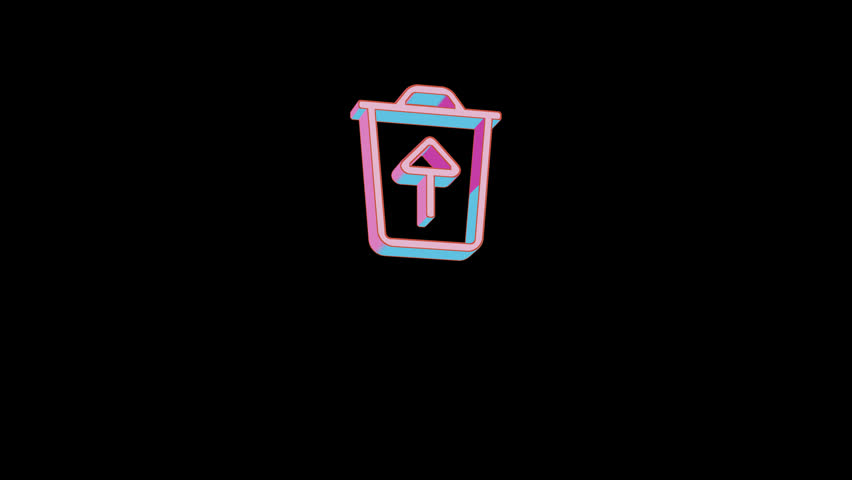 Bright trash restore icon is jumping merrily. Retro style. Alpha channel black. Looped from frame 120 to 240, Alpha BW at the end | Shutterstock HD Video #1110565517