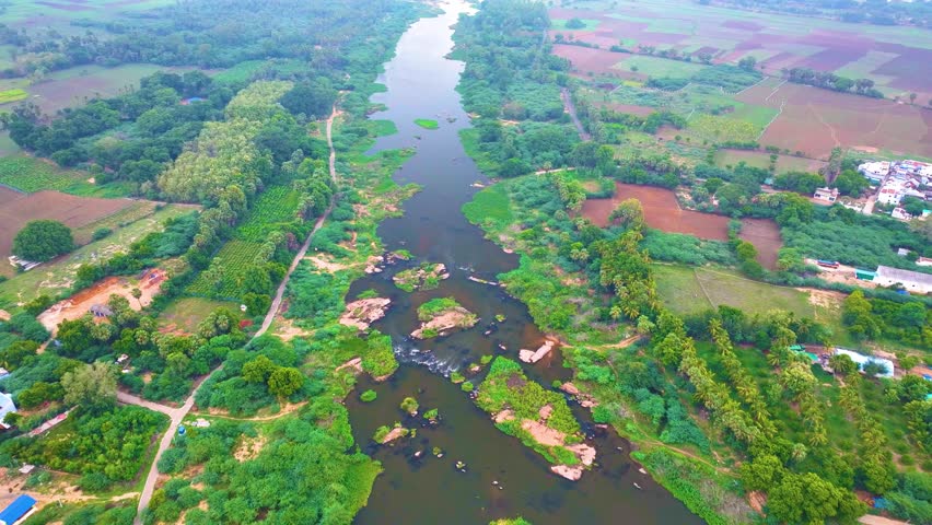 River - Aerial View - Backwards.