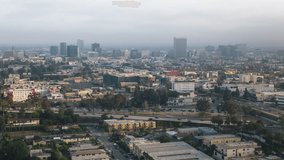 Aerial View Shot of Los Angeles LA CA, L.A. California USA, day daytime, Mid City, Koreatown, Central LA