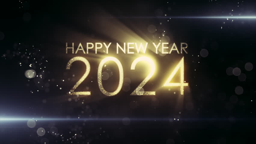 New year 2024, beautiful background, new year celebration. Animated text that says Happy New Year 2024. 3D Illustration. 3D Illustration