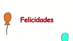 Felicidades! Congratulations in Spanish! Holiday video 4K, red text. Movie seamless pattern modern new