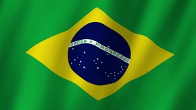 Brazil Flag. Flag of Brazil footage video waving in wind. 