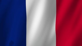 France Flag. Flag of France footage video waving in wind. 