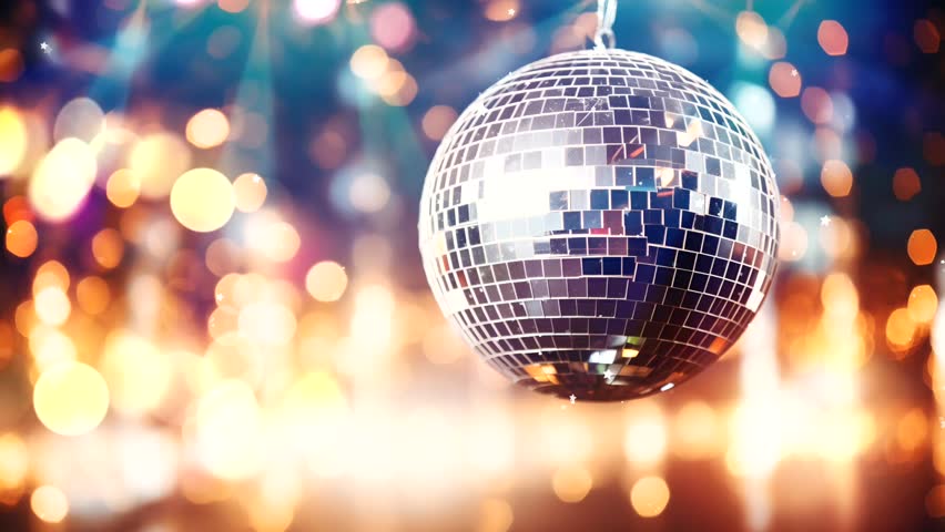 A spinning disco ball. Moving colorful background. Looped animation. Minute Royalty-Free Stock Footage #1110591701