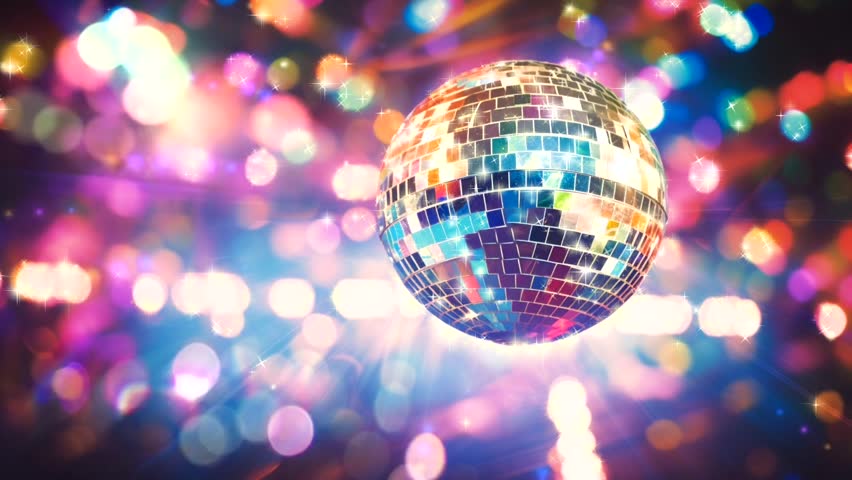 A spinning disco ball. Moving colorful background. Looped animation. Minute Royalty-Free Stock Footage #1110591709