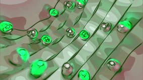 Abstract narrow roads with rolling small spherical objects. Design. Colorful 3d beads, cartoon style. - Powered by Shutterstock - Get 15% off with code: PIKWIZARD15