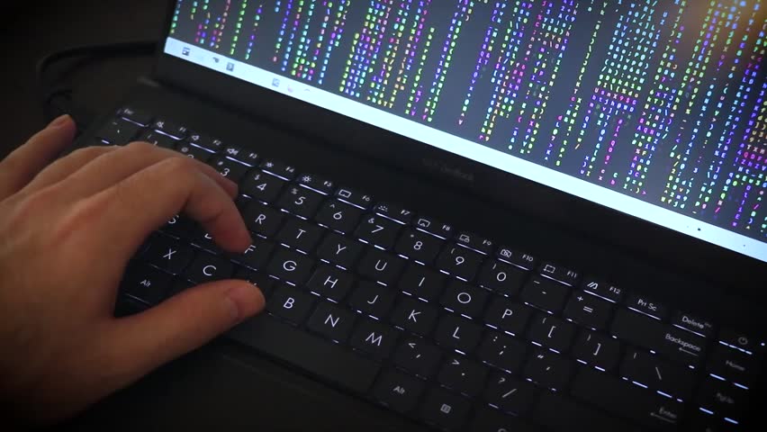 Hand on laptop keyboard coding. Royalty-Free Stock Footage #1110601983