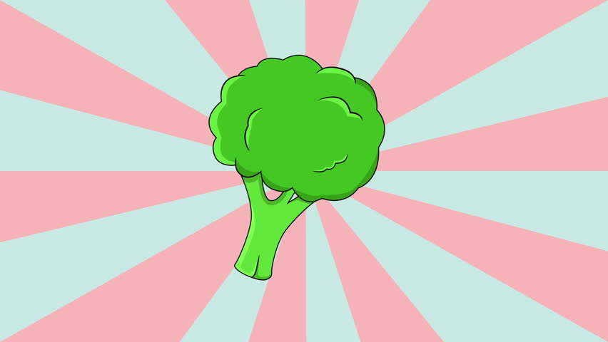 Animated broccoli icon with a rotating background