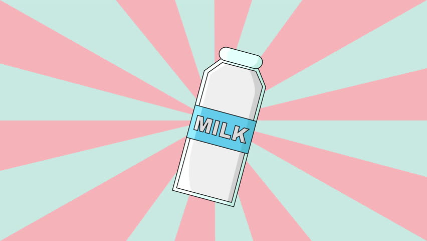 Animation of a milk bottle icon with a rotating background