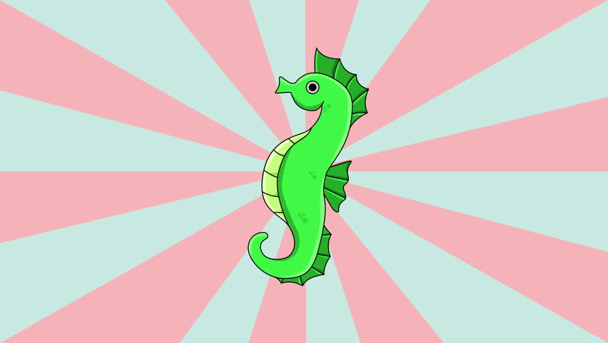 Animated seahorse icon with a rotating background