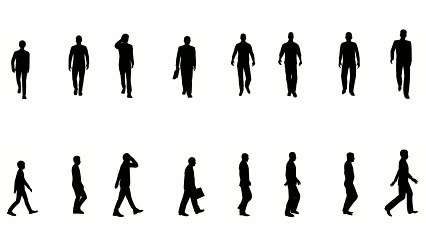 silhouette business man people walk on white background. silhouette black people walking communicate white screen. design for animation, people standing isolate speak person human silhouette body. Royalty-Free Stock Footage #1110614623