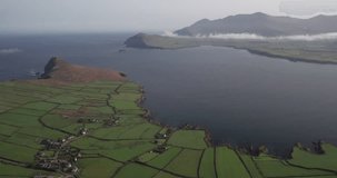 Spectacular 4K aerial video of flying above picturesque Atlantic coast at the morning, Dingle Peninsula, Kerry, Ireland