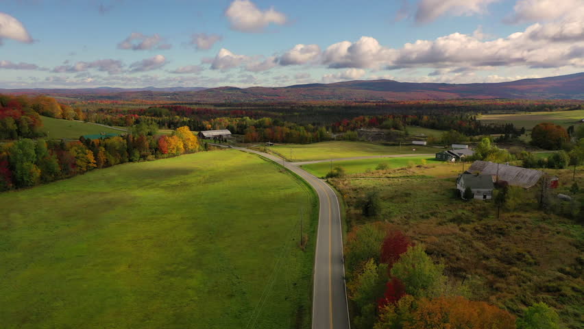 Aerial view of Fall (Autumn) foliage in Vermont.