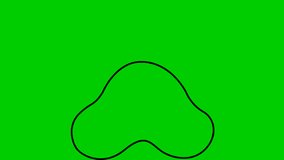 Animated linear cat black footprint. A cat's paw print appears. Looped video. Vector illustration isolated on green background