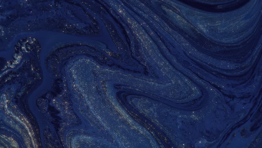 Acrylic Blue Night. Acrylic pattern. Blue, shiny background. Blue waves. Background with glitter. Background for praise, worship. 