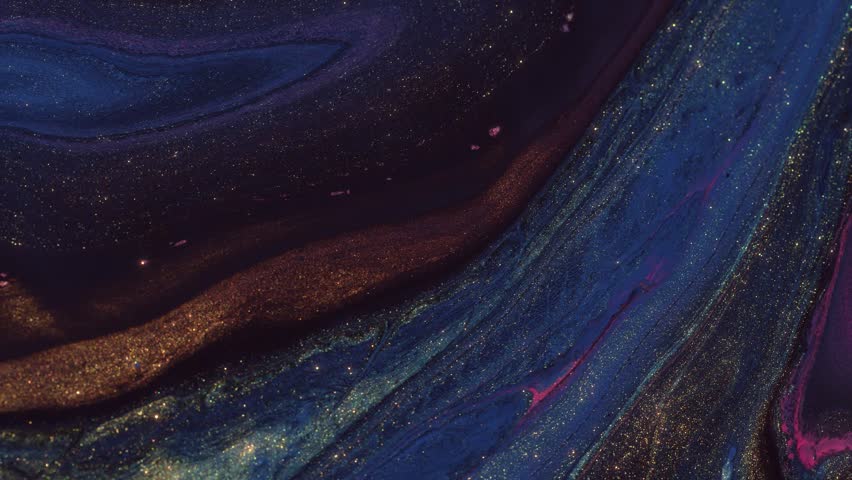 Acrylic Blue Night. Acrylic pattern. Blue, shiny background. Blue waves. Background with glitter. Background for praise, worship. 