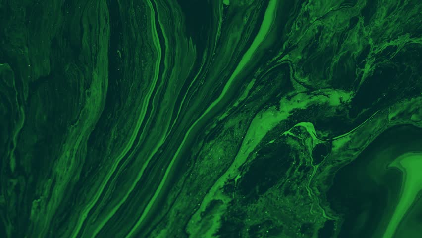 Acrylic green. Acrylic pattern. Green, shiny background. Green waves. Background with glitter. Background for praise, worship. 