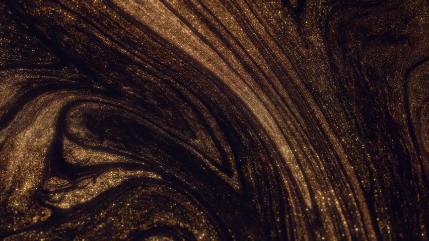 Acrylic gold Night. Acrylic pattern. Gold, shiny background. Gold waves. Background with glitter. Background for praise, worship. 
