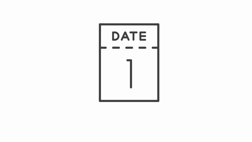 Date counting calendar icon line. Ripped paper calendar to change the moments in the month. isolated on white background. Royalty-Free Stock Footage #1110624187