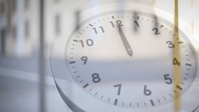 Animation of ticking clock against blurred view of people walking on the street. Business working hours and time management concept - Powered by Shutterstock - Get 15% off with code: PIKWIZARD15