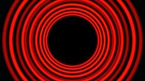 Abstract red rings circles seamless loop of 3D render neon circle rings zoom . futuristic glowing ring abstract hi-tech motion background seamless loop. 3d animation illumination blank wallpaper