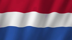 Netherlands Flag. Flag of Netherlands footage video waving in wind. 