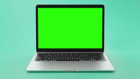 modern laptop with green screen on display for footage placement. 3D Illustration - Powered by Shutterstock - Get 15% off with code: PIKWIZARD15