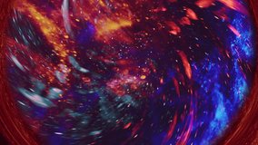 Vertical video. Colorful vortex background. Space portal. Red blue contrast sparks flow in orange shimmering glitter fog circle hypnotic motion magic abstract art. - Powered by Shutterstock - Get 15% off with code: PIKWIZARD15