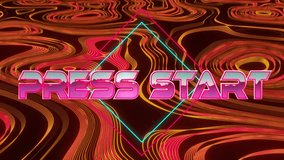 Animation of press start text banner over abstract liquid kaleidoscope pattern on red background. Video game and entertainment technology concept - Powered by Shutterstock - Get 15% off with code: PIKWIZARD15