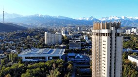 View of Koktobe in Almaty, beautiful views from a drone.