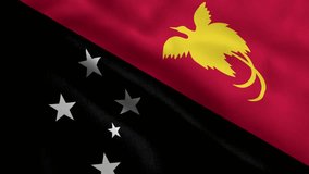 Papua New Guinea Flag. Waving  Fabric Satin Texture Flag of Papua New Guinea 3D illustration. Real Texture Flag of the Independent State of Papua New Guinea 4K Video
