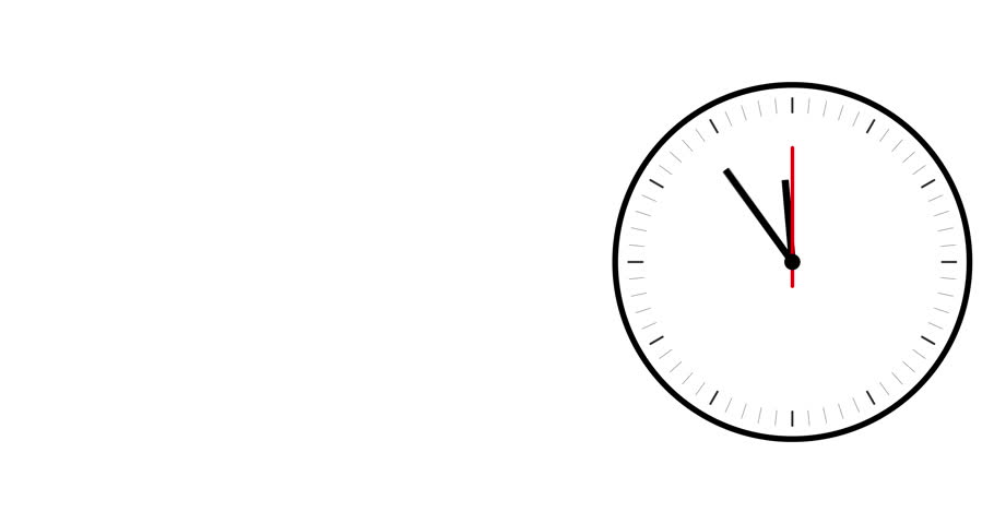 Clock face time lapse on white background with copy space for text. Clock time ticking on a classic Wall Clock. Shadows moving over the Watch. Doomsday clock isolated running. Animation Concept 4K  | Shutterstock HD Video #1110672629