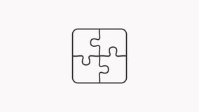 Teamwork icon with animation puzzle. Business solution. Animation of puzzle. 2d, animation, cartoon, illustration, clip art, vector. 