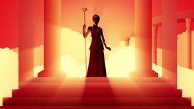 Greek god and goddess motion graphics series, Hera, the wife and one of three sisters of Zeus in the Olympian pantheon of classical Greek Mythology