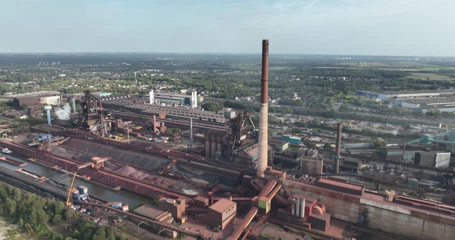 Blast furnace installation, metallurgical installation. Industrial equipment in the german ruhr area. | Shutterstock HD Video #1110675639