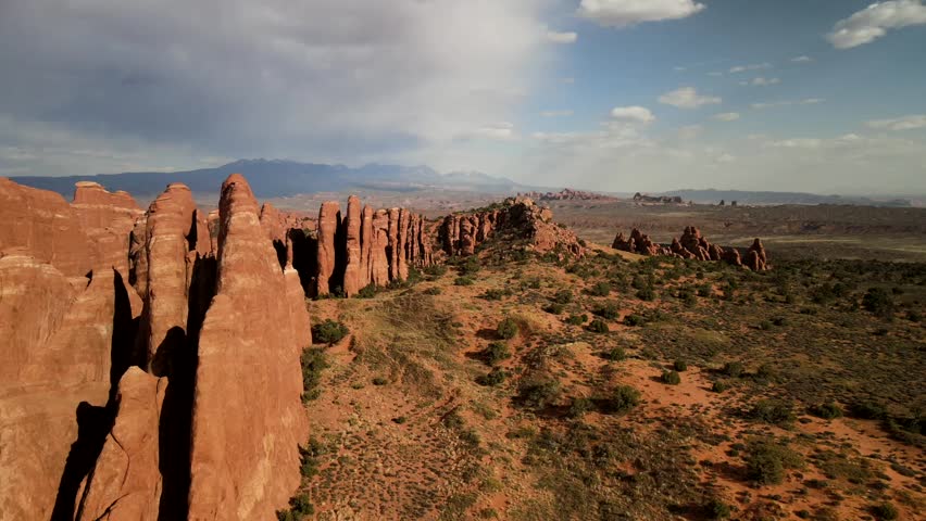A collection of wall-like formations created by the rocky arches in the National Park.